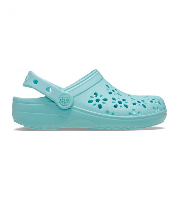 Crocs Classic Floral Cut Out Clog 'Aquamarine' (GS)