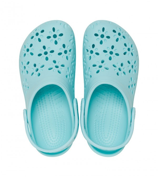Crocs Classic Floral Cut Out Clog 'Aquamarine' (GS)