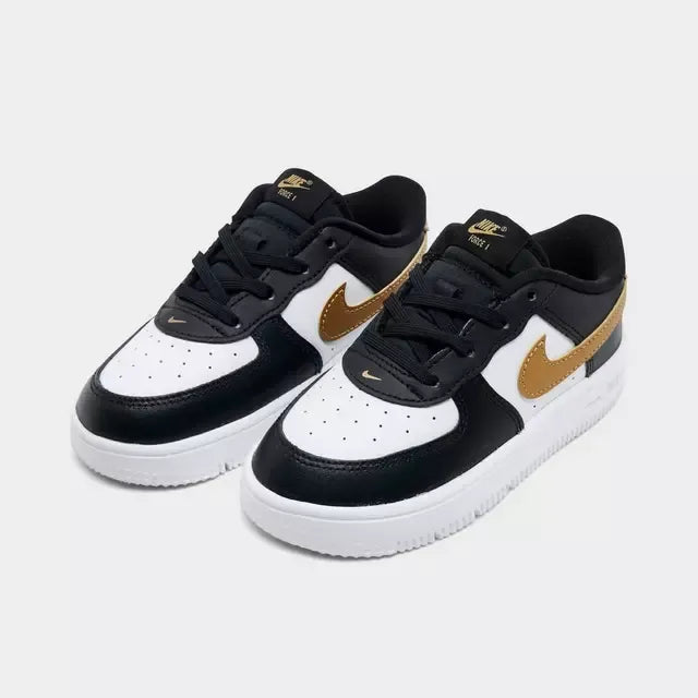 Nike Force 1 Low Casual Shoes Black/Metallic Gold (TD)
